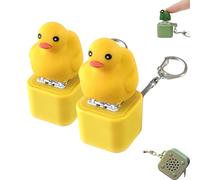 Frog Croaking Fidget Toy,Frog Keychain with Sound Croaking,Keyboard Fidget Clicker Toy with Colorful Lights,Fun & Portable Anxiety Relief Toys (Ducklings Quack,Two)