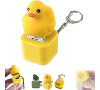 Frog Croaking Fidget Toy, Funny Rechargeable Keychain with Colorful Lights, Portable Anxiety Relief Adult Fidgets Single Key for Adult (Duck)
