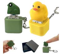Frog Croaking Fidget Toy,Rechargeable Quacking Duck Keychain, Quacking Ducks Stress Reliever with Colorful Lights, Anxiety & Sensory Fun Anxiety Relief Toy (Duck+Frog)