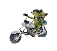 Frog Decorations - Resin Punk Romantic Statue - 8.07x5.12x4.13 Inches Motorcycle Riding Frog Cute Figurines - For Home Bedroom Living Room Apartment Desk Table Shelf Outdoor Garden Yard Patio