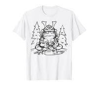 Frog Eating Kawaii Neko Japanese Noodles Anime Samurai Sombrero Camiseta
