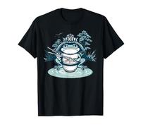 Frog Eating Kawaii Neko Japanese Noodles Anime Samurai Sombrero Camiseta
