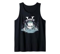 Frog Eating Kawaii Neko Japanese Noodles Anime Samurai Sombrero Camiseta sin Mangas