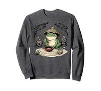 Frog Eating Kawaii Neko Japanese Noodles Anime Samurai Sombrero Sudadera