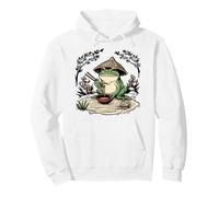 Frog Eating Kawaii Neko Japanese Noodles Anime Samurai Sombrero Sudadera con Capucha