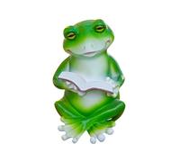 Frog Figurine, Cute Resin Animal Desk Accessories with Reading Mini Figurines for Home, Bedroom, Living Room, Apartment, Garden, Patio, Birthday, Holiday, or Party Decoration, 3.54x3.94x5.51 inches
