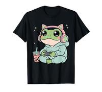 Frog Gamer Kawaii con Auriculares Estéticos Boba Camiseta