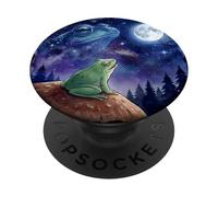 Frog Howling at The Moon Night Sky Animal Art PopSockets PopGrip Adhesivo