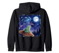 Frog Howling at The Moon Night Sky Animal Art Sudadera con Capucha