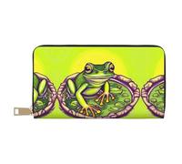 Frog in a Pond - Elegante cartera de cuero para mujer, organizador de gran capacidad con soporte para chequera, cartera plegable para mujer, color blanco, talla única, clásica, White, Talla única,