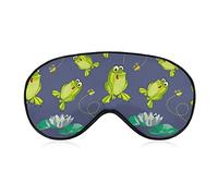 Frog in Lotus Pond Sleeping Eye Mask Eye Shade con correa ajustable Blindfold para viajes en avión