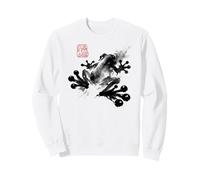 Frog Japanese Ink Wash Traditional Asian Art Sudadera