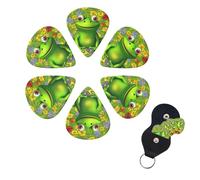 Frog - Juego de 6 púas de celuloide de diferentes grosores con soporte para púas de guitarra, púas de guitarra personalizadas para guitarra acústica, guitarra eléctrica, bajo, ukelele