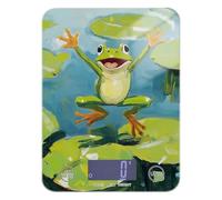 Frog Jumping on The Lily Pads - Báscula digital fácil de limpiar para cocina, 11 libras/5.1 g, escala digital de 5 kg/5 g con 4 unidades para dieta, hornear dietas (pilas no incluidas)