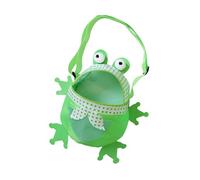 Frog Mesh Tote, Adjustable Kids Beach Bag, Cute Frog Shape Design, Lightweight and Portable, Green Compact Ideal for Collecting Seashells Travel Outdoor Vacation Boys Girls