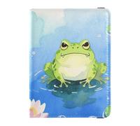 Frog on Lily - Soporte de cuero para pasaporte de viaje familiar, antirrobo, para hombres, accesorios de viaje