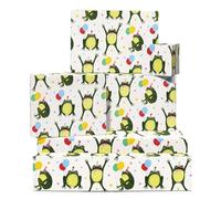 Frog Papel De Regalo - Blanco - 6 Hojas De Blanco With Verde Frogs And Balloons - Cumpleaños For Niños Hombres Mujeres - Navidad Celebrations Holidays
