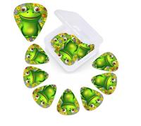 Frog - Paquete de 12 púas de celuloide de diferentes grosores para guitarra con caja de almacenamiento de púas de guitarra, púa de guitarra personalizada para púas de guitarra acústica