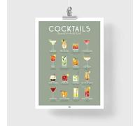 Frog Posters Poster 16 Recipes of the Best Cocktails - Eco-friendly Museum Quality Print - 30 x 40 cm, 50 x 70 cm y 70 x 100 cm (50 x 70 cm)