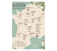 Frog Posters - Tarjeta de quesos de Francia - 50 quesos AOC - 70 cm x 100 cm - Papel de calidad museo - Made in France - Ecoresponsable - Se envía en un tubo protector de cartón - Idea de regalo