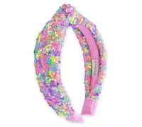 FROG SAC Diadema de nudo de lentejuelas para niñas, accesorios para el pelo anudados con arco iris, accesorios para niños, diademas iridiscentes brillantes para niñas, lindas diademas de moda para