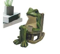 Frog Solar Garden Lights, Garden Decorations, Solar Frog Garden Decor, Rocking Chair Frog Statue with Light, 3.94x2.36x3.94 Inches Decorative Frog Resin Sculpture for Balcony, Patio or Terrace