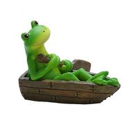 Frog Statue Garden - Whimsical Resin Animal Ornament, Handcrafted Weatherproof Yard Sculpture, Decorative Amphibious Figurine Accent | Detailed Artistic Outdoor Display Collectible, Charming Nature