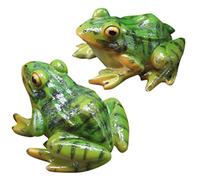 Frog Statue Pond Resin Frog Figurine Craft Ornament Fairy Garden Micro Landscape Decoration for Plant Pot 2PCS Statues