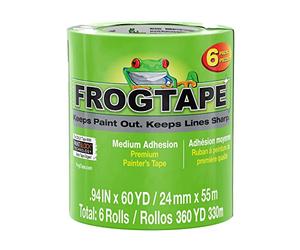 Frog Tape Multi-Surface Tira de pintores: 0.94 in. x 60 yds. (verde) / 6 paquetes [6 rollos/pack]