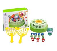 Frog Toy, Bounce Catch Game, 2 Net Bags 1 Big Frog 11 Small Frogs 1 Rotating Toys Battery Powered Portable Compact Lightweight Fun, Kids Catching Toy for Family Boys Friends Girls, 7.09x6.69Inches