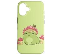 Frog with Mushroom Hat and Snail, Cottagecore Aesthetic Carcasa para iPhone 16