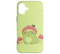 Frog with Mushroom Hat and Snail, Cottagecore Aesthetic Carcasa para iPhone 16 Plus
