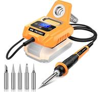 FrogBro Estación de soldador con batería para Makita de 18 V máx., temperatura ajustable de 100 a 500 ℃, soldador inalámbrico portátil con 6 puntas y pantalla digital (batería no incluida)