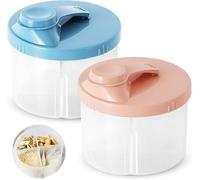 Frogetu 2 Piezas Dispensador Portátil de Leche en Polvo para Bebés - Dosificador con Tapa Giratoria Segura, 4 Compartimentos dispensador leche en polvo bebe, Almacenamiento Multifuncional