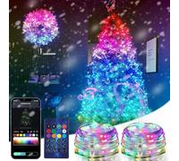 Frogetu 2x10m RGB LED Cadena de luces Bluetooth App Control Sincronización con música USB Fairy Lights para iluminación de Navidad en interiores y exteriores, decoración de fiesta Frogetu 2x10m RGB