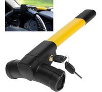 Frogetu Antirrobo Coche Volante en T Amarillo, Barra Antirrobo Coche con 2 Llaves, Bloqueo de Volante Universal para Coche Furgoneta Caravana