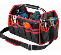 Frogetu Bolsa de herramientas, bolsa de herramientas plegable grande, bolsa de herramientas con correa ajustable para el hombro y asa, bolsillos interiores y exteriores, bolsa de almacenamiento, para