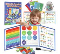 Frogetu Matemáticas de recursos matemático, Manipulante Matemático Magnético, Juego de Aprendizaje de Fracciones Magnéticas, baldosas magnéticas y círculos de rotura para niños (B)
