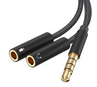 Froggen Adaptador Jack Micro y Auriculares, Cable Splitter Divisor Micrófono y Audio Jack 3.5mm Macho a 2 Hembra Adaptador de Auriculares para Gaming Headset,PS4,Xbox One,Laptop,Teléfonos,PC(35cm)