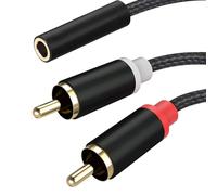 Froggen Adaptador RCA a 3,5 mm, 2 Phono macho a hembra, cable divisor en Y, conector divisor en Y, cable de audio estéreo, compatible con iPhone, tablet, barra de sonido, amplificador de altavoz Hi-Fi