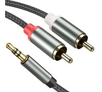 Froggen Cable RCA Jack 3,5 mm Cable Adaptador 3,5 mm a 2 RCA Macho Cable Audio Estéreo Jack de Nylon para Smartphone Amplificador MP3 Altavoz Subwoofer Tablet TV DVD Home Theater etc - 7 m
