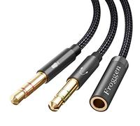 Froggen Divisor de auriculares de micrófono de 3,5 mm, adaptador de micrófono de audio CTIA de 3,5 mm hembra a 2 cables dobles macho de 3,5 mm, compatible con escritorio, Xbox, PC, laptop, PS4,