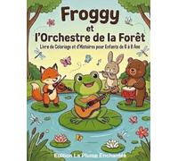 “Froggy et l'orchestre de la forêt”.: Livre de coloriage et histoire pour enfants 6-8 ans - Animaux musiciens, pluie magique, dessins faciles avec grandes zones à colorier. (Les Aventures de Froggy.)