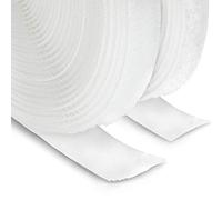 FrogJim Cinta de gancho y bucle para coser y manualidades blanca, 20 mm de ancho - rollo de 5 m de cinta de felpa y 5 m de cinta de gancho, no autoadhesivos KRNW5