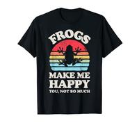 Frogs Make Me Happy Funny Frog Lover Amphibian Retro Vintage Camiseta