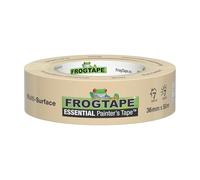 FrogTape Essential Cinta de Carrocero para Pintar y Enmascarar 36mm x 50m, Cinta de Pintor Adhesiva para Interior y Exterior, Removible Sin Residuos 7 Días, Papel FSC para Bordes Limpios
