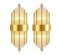 FROIDEXG Aplique De Pared Aplique De Pared De Cristal Moderno De 2 Luces E14 Lámpara De Pared LED Aplique De Acero Inoxidable para Sala De Estar Comedor Dormitorio Estudio 1 Paquete / 2 Paquetes