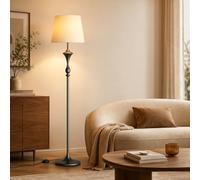 FROIDEXG Lámpara de pie de mediados de siglo con pantalla de tela,lámpara de pie tradicional con 3 temperaturas de color regulables,iluminación de pie para sala de estar, dormitorio y oficina en casa