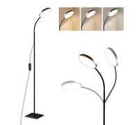 FROIDEXG Lámpara de pie moderna para sala de estar, con brazo flexible y 3 luces regulables, iluminación LED negra para lectura en dormitorio, oficina o estudio negra （Incluye LED）