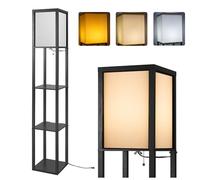 FROIDEXG Lámparas de pie regulables con estantes, mesita de noche, estante de esquina con luces, interruptor de cadena, pantalla de tela, lámpara de estantería, iluminación de pie para sala de estar